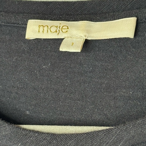 Maje Black Jersey Dress – Embellished Shoulders, Size 1 - Picture 7 of 12